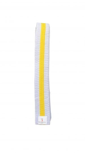 WHITE BELTS- COLOUR STRIPED